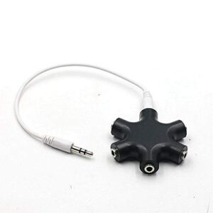 ZTGD Audio Adapter, Mini Portable 1 to 5 3.5mm Plug Stereo Audio Earphone Splitter Adapter for Phone Black