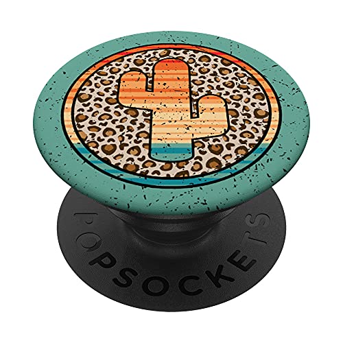 Leopard Cactus Serape Cactus Print Cheetah Print Turquoise PopSockets Swappable PopGrip