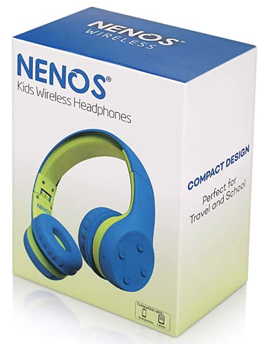 Nenos Bluetooth Kids Headphones Wireless Kids Headphones 93dB Limited Volume Wireless Headphones for Kids Boys Girls School Headphones Classroom (Blue L)