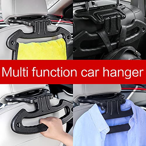 ihreesy Car Rear Seat Coat Hanger,Multifunction Folding Headrest Clothes Hanger Distance Between 115mm-120mm Hanger Hook Organizer Holder,Black