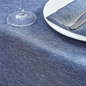 Mebakuk Rectangle Tablecloth and Cloth Napkins Set of 12, Anti-Shrink Soft and Wrinkle Resistant Decorative Fabric for Wedding Party Restaurant Dinner Parties (60 x 84 Inch - Denim Blue)