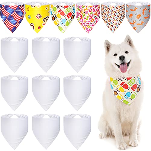 Sublimation Pet Bandana Heat Transfer Washable Triangle Dog Scarf Sublimation Blank DIY Triangle Dog Bib Heat Press Pet Triangle Bibs Kerchief Accessories for Dogs Puppy Cats (30 Pieces)