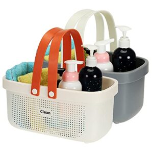 soujoy 2 pack plastic basket with handles, portable shower caddy basket, caddy storage organizer for shampoo, conditioner, lotion, bathroom, college dorm and kitchen