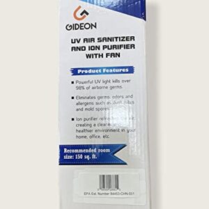 Gideon UV Air Purifier & Ion with Fan 2pack | 3-in-1 Wall Mounted UV Ionizer | Cleans, Freshens & Circulates Indoor Air Via Active Oxygen | For Home & Office