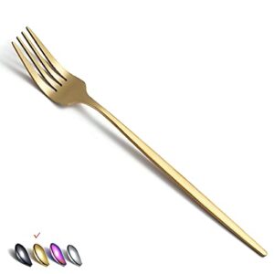 matt gold dinner forks 6 piece, stainless steel 8.4'' forks silverware set, dessert forks, table forks, salad forks for home, kitchen or restaurant, dishwasher safe
