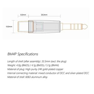 Linsoul DDHIFI BM4P Headphone Cable Replacement Adapters Set BM25 BM35 BM44 Plugs with Aluminum Alloy Shell (Black)