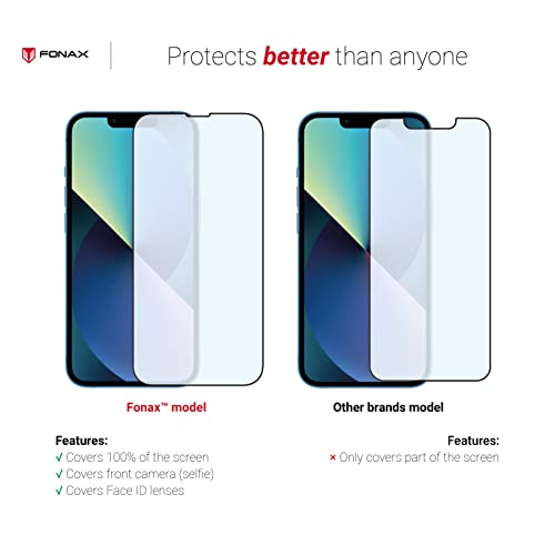 Fonax [3 in 1 bundle] Fonguard Crystal Clear Case (Anti-Yellowing Technology) for iPhone 13 (2021) 6.1 inch with 1 3D (Full Screen) Tempered Glass Screen Protector (9H level) + 1 Camera Lens Protector