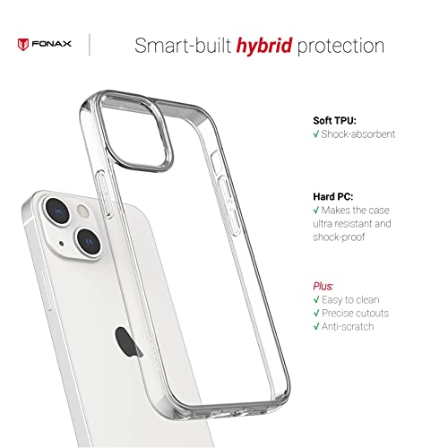 Fonax [3 in 1 bundle] Fonguard Crystal Clear Case (Anti-Yellowing Technology) for iPhone 13 (2021) 6.1 inch with 1 3D (Full Screen) Tempered Glass Screen Protector (9H level) + 1 Camera Lens Protector