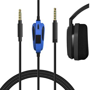 geekria quickfit gaming headset cable with mic compatible with astro a40tr, a40, a30, a10 gen 2, a10 cable, 3.5mm trrrs aux replacement stereo cord with volume control for headsets (6 ft/1.7 m)
