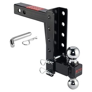 openroad adjustable trailer hitch ball mount fits 2-inch receiver, 2’’ & 2-5/16’’ dual balls 12000lbs/7500lbs, 8" drop/ 8" rise drop hitch, tow hitch for heavy duty truck with stainless steel pins