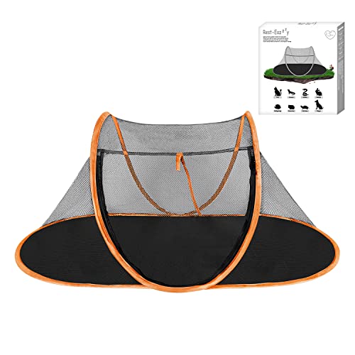 Cat Tent Outdoor, Pet Enclosure Tent Suitable for Cats and Small Animals, Indoor Playpen Portable Exercise Tent with Carry Bag(Orange)