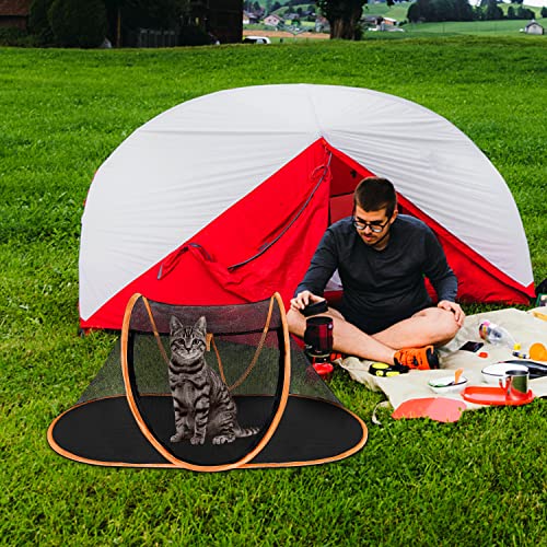 Cat Tent Outdoor, Pet Enclosure Tent Suitable for Cats and Small Animals, Indoor Playpen Portable Exercise Tent with Carry Bag(Orange)