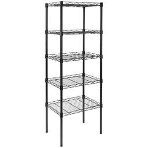 mount-it! 5 tier metal shelving unit| - use as pantry shelves, closet racks and shelving or utility shelf for laundry room | shelves height can be adjusted -16 inches x 11.25 inches