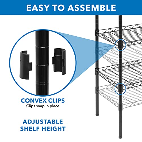 Mount-It! 5 Tier Metal Shelving Unit| - Use As Pantry Shelves, Closet Racks and Shelving or Utility Shelf for Laundry Room | Shelves Height Can be Adjusted -16 inches x 11.25 inches