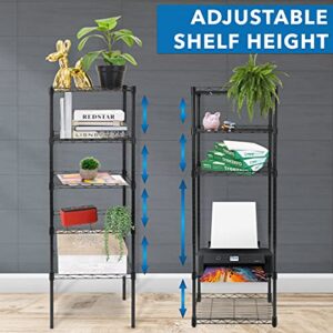 Mount-It! 5 Tier Metal Shelving Unit| - Use As Pantry Shelves, Closet Racks and Shelving or Utility Shelf for Laundry Room | Shelves Height Can be Adjusted -16 inches x 11.25 inches