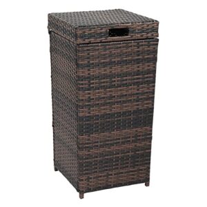 homvent 24-gallon outdoor trash can tall rattan garbage can trash bin with lid for backyard.patio.deck and outdoor kitchen use (brown)