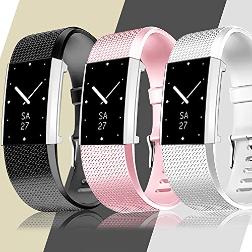 [3 Pack] Fintie Case Compatible with Fitbit Charge 2, Full-Around Screen Protector TPU Case Cover Bumper Shell Compatible with Fitbit Charge 2, Clear x 3