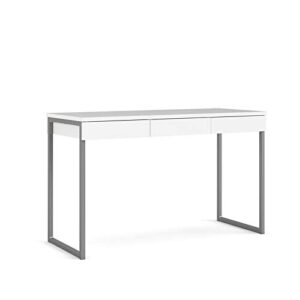 pemberly row contemporary home office multi-functional writing desk with 3 drawer in white