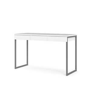 Pemberly Row Contemporary Home Office Multi-Functional Writing Desk with 3 Drawer in White