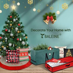 BALEINE Christmas Wrapping Paper Storage Organizer with Flexible Partitions and Pockets, 40" Durable 600D Oxford Fabric Gift Wrap Storage Bag Fits Ribbon, Ornaments, Holiday Accessories (Red)