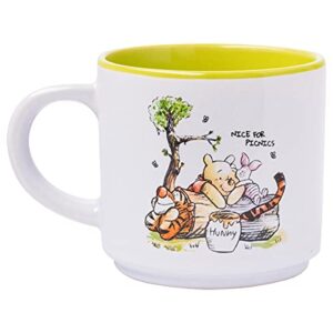 Silver Buffalo Winnie the Pooh 100 Acre Wood Destination 4-Pack Ceramic Mug Stack, 10-Ounces