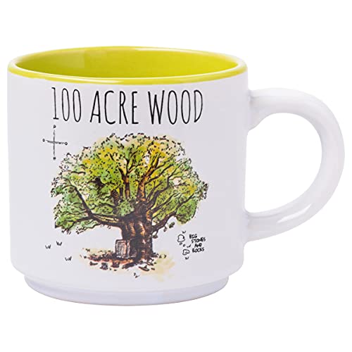 Silver Buffalo Winnie the Pooh 100 Acre Wood Destination 4-Pack Ceramic Mug Stack, 10-Ounces