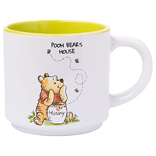 Silver Buffalo Winnie the Pooh 100 Acre Wood Destination 4-Pack Ceramic Mug Stack, 10-Ounces