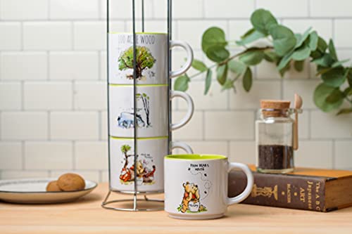 Silver Buffalo Winnie the Pooh 100 Acre Wood Destination 4-Pack Ceramic Mug Stack, 10-Ounces