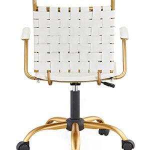 CAROCC White Gold Office Chair White and Gold Desk Chair Office Chair in White and Gold Modern Home Office Chair Gold White Office Chair Gold Legs(Gold White)