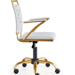 CAROCC White Gold Office Chair White and Gold Desk Chair Office Chair in White and Gold Modern Home Office Chair Gold White Office Chair Gold Legs(Gold White)