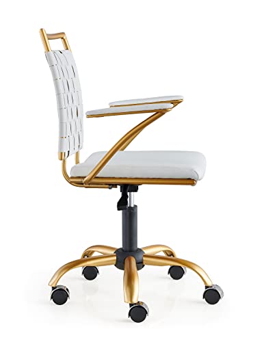 CAROCC White Gold Office Chair White and Gold Desk Chair Office Chair in White and Gold Modern Home Office Chair Gold White Office Chair Gold Legs(Gold White)