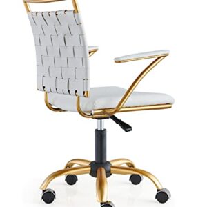 CAROCC White Gold Office Chair White and Gold Desk Chair Office Chair in White and Gold Modern Home Office Chair Gold White Office Chair Gold Legs(Gold White)