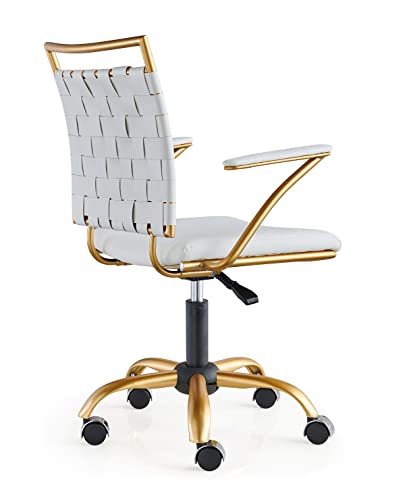 CAROCC White Gold Office Chair White and Gold Desk Chair Office Chair in White and Gold Modern Home Office Chair Gold White Office Chair Gold Legs(Gold White)