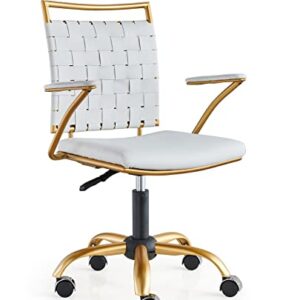 CAROCC White Gold Office Chair White and Gold Desk Chair Office Chair in White and Gold Modern Home Office Chair Gold White Office Chair Gold Legs(Gold White)