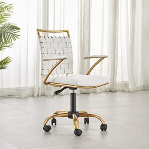 CAROCC White Gold Office Chair White and Gold Desk Chair Office Chair in White and Gold Modern Home Office Chair Gold White Office Chair Gold Legs(Gold White)