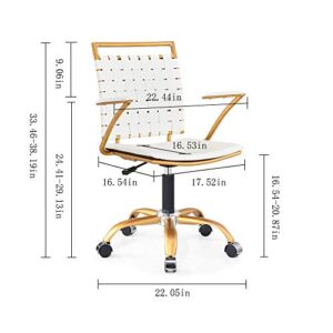 CAROCC White Gold Office Chair White and Gold Desk Chair Office Chair in White and Gold Modern Home Office Chair Gold White Office Chair Gold Legs(Gold White)