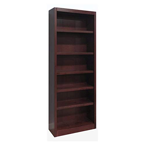 BOWERY HILL Traditional 84" Tall 6-Shelf Wood Bookcase in Cherry