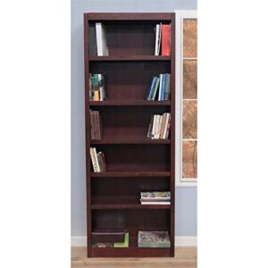 BOWERY HILL Traditional 84" Tall 6-Shelf Wood Bookcase in Cherry