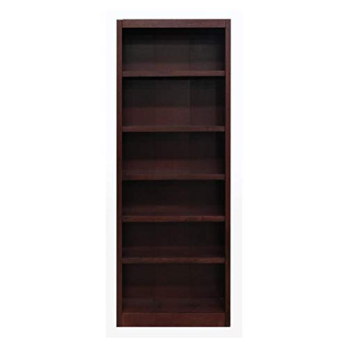 BOWERY HILL Traditional 84" Tall 6-Shelf Wood Bookcase in Cherry