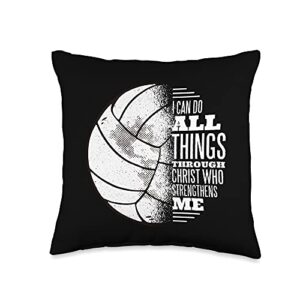 i can do all things through christ volleyball i can do all things through christ who strengthen me throw pillow, 16x16, multicolor