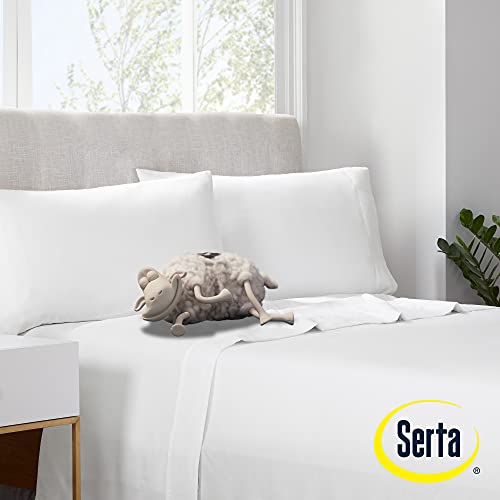 Serta Simply Clean Soft Hypoallergenic Stain Resistant Deep Pocket 4 Pieces Solid Bed Sheet Set, Queen, White