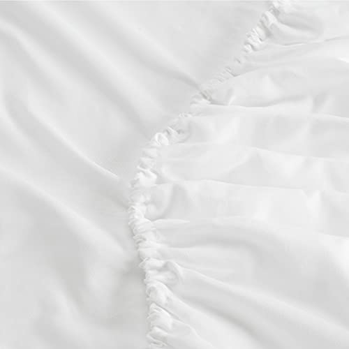 Serta Simply Clean Soft Hypoallergenic Stain Resistant Deep Pocket 4 Pieces Solid Bed Sheet Set, Queen, White