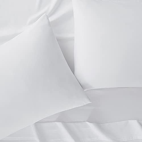 Serta Simply Clean Soft Hypoallergenic Stain Resistant Deep Pocket 4 Pieces Solid Bed Sheet Set, Queen, White