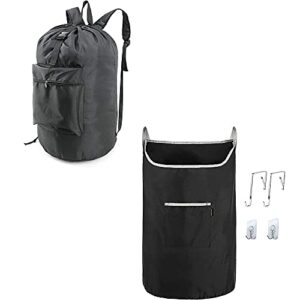 beegreen laundry bag backpack with adjustable shoulder straps and drawstring closure heavy duty and black hanging laundry hamper bag x-large over the door hanging laundry bag with 2 hook