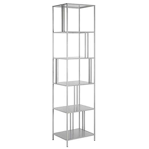 Henn&Hart 18" Wide Rectangular Bookcase in Silver, for Home Office, Living Room