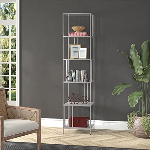 Henn&Hart 18" Wide Rectangular Bookcase in Silver, for Home Office, Living Room