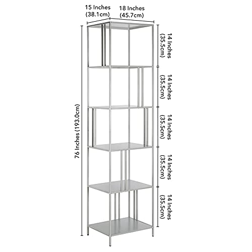 Henn&Hart 18" Wide Rectangular Bookcase in Silver, for Home Office, Living Room