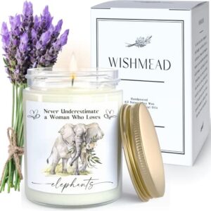 wishmead elephant gifts for women - lavender candle - elephants gifts for women - elephant decor housewarming gift - birthday gifts for mom best friend
