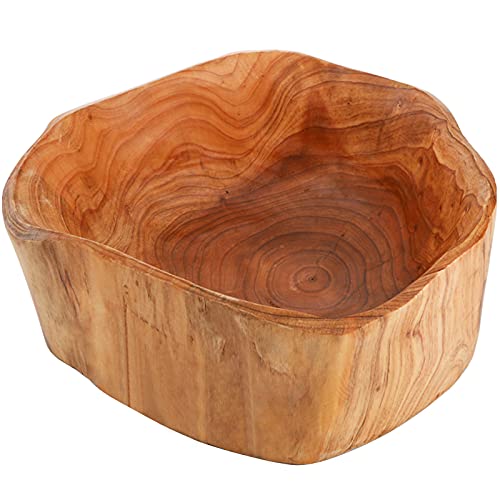 ZENFUN Wood Root Crafts Bowl, Natural Carved Wooden Bowl Fruit Salad Serving Bowl, Handmade Storage Bowl for Candy, Bread, Snacks, 7.8''-9.5'' Diameter