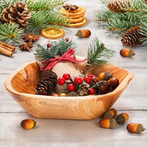 ZENFUN Wood Root Crafts Bowl, Natural Carved Wooden Bowl Fruit Salad Serving Bowl, Handmade Storage Bowl for Candy, Bread, Snacks, 7.8''-9.5'' Diameter
